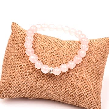 Pembe Kuvars Taşı Bileklik (8 mm)