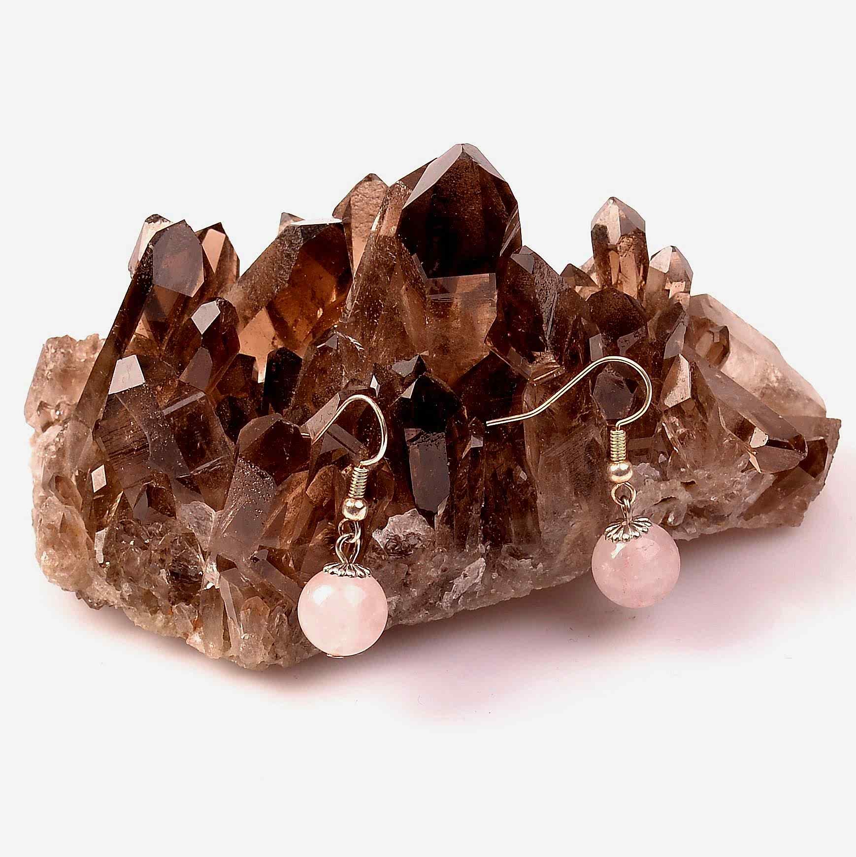 Pembe Kuvars Taşı Küpe