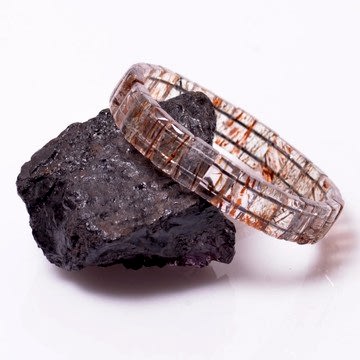 Rutilli Kuvars Taşı Bileklik - Dörtgen Kesim Yüksek Kalite