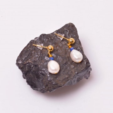 Sakız İnci Küpe - Lapis Taşlı ( Altın Renkli )