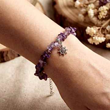 Şekilsiz Ametist Taşı Bileklik