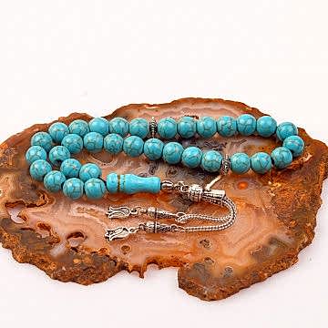 Turkuaz Taşı Tesbih (8 mm) - Pres Turkuaz