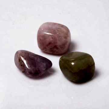 Üç Adet Doğal Taş Kütle - Açık Renkli Ametist - Pembe Kuvars - Aventurin Taşı