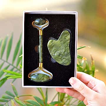 Yeşim Taşı Gua Sha ve Roller Masaj Seti